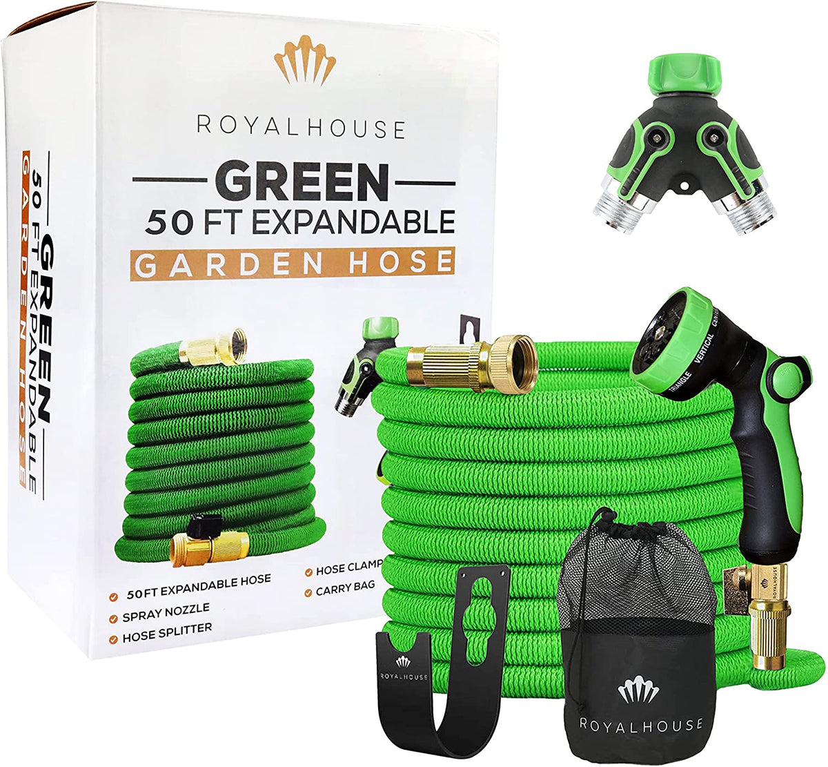 Green Expandable Garden Hose 50 Feet 8 Function in a Box