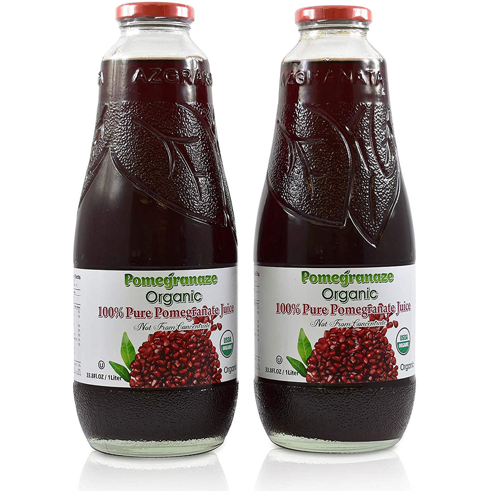 100% Pure Organic Pomegranate Juice, Glass Bottle