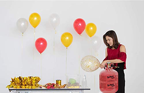 Helium Tank for Balloons At Home, 14.9 Cu Ft Helium Balloon Pump Kit with  50 Assorted Latex Balloons, White Curling Ribbon and Wholesalehome Balloon