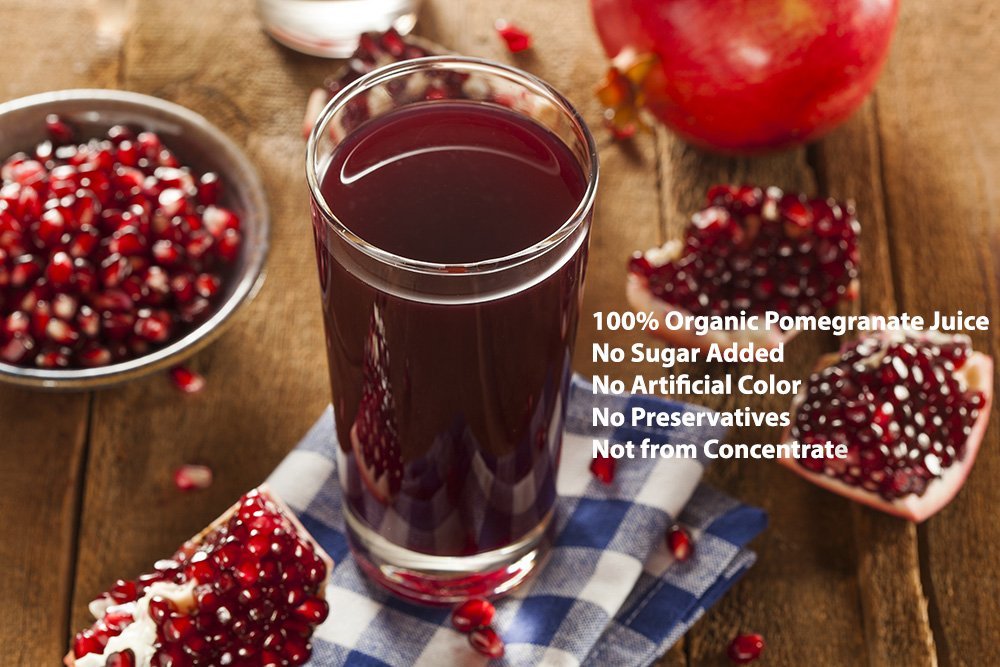 100% Pure Organic Pomegranate Juice, Glass Bottle