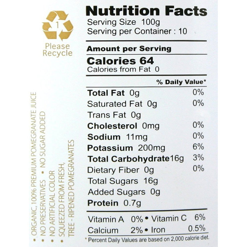 Nutrition Facts Pom Pom Pomegranate Juice POM Wonderful